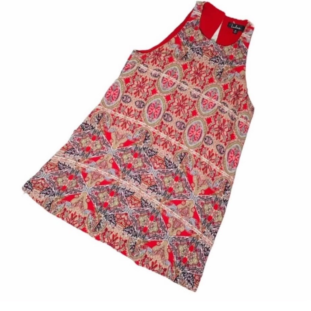 Lulu's Red and Pink Patterned Mini Dress